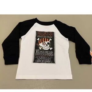 Halloween Boys Long Sleeve Pirate Skull T-shirt Tee 2T  Toddler White Black NWT